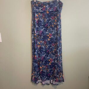 LulaRoe Womens Whimsical Butterfly Boho Resortwear Floral Maxi Skirt Blue Medium